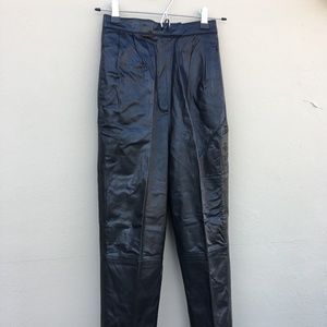 90's Vintage Saks Fifth Avenue Black Leather Pants